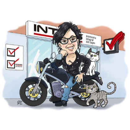 caricatura personalitzada individual amb moto i fons