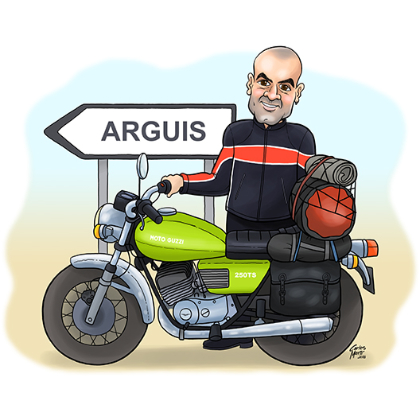caricatura personalizada individual con moto