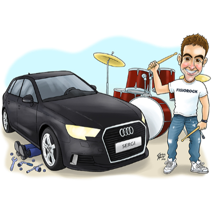 caricatura personalitzada individual amb cotxe