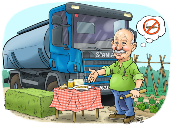 caricatura personalizada individual con camión y fondo