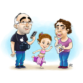 caricatura personalizada de familia