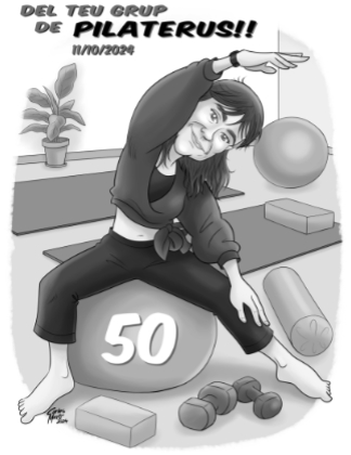 caricatura personalitzada de professora de pilates al gimnas